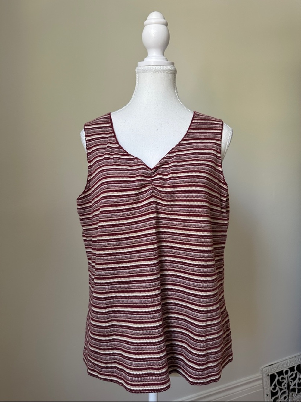 NORTHERN REFLECTIONS Y2K Cotton Blend Striped Cottageβ Preppy Vneck Tank Size XL